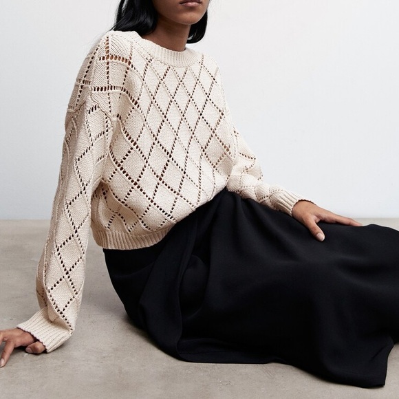 ✨LIKE NEW✨ Mango Aleta Cotton cropped openwork sweater - Picture 6 of 15